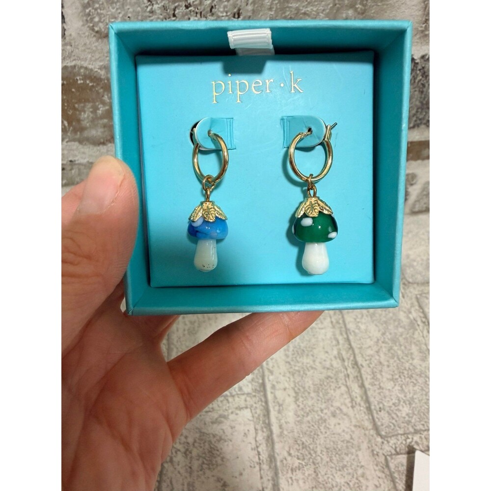 Piper k blue and green mushroom earrings